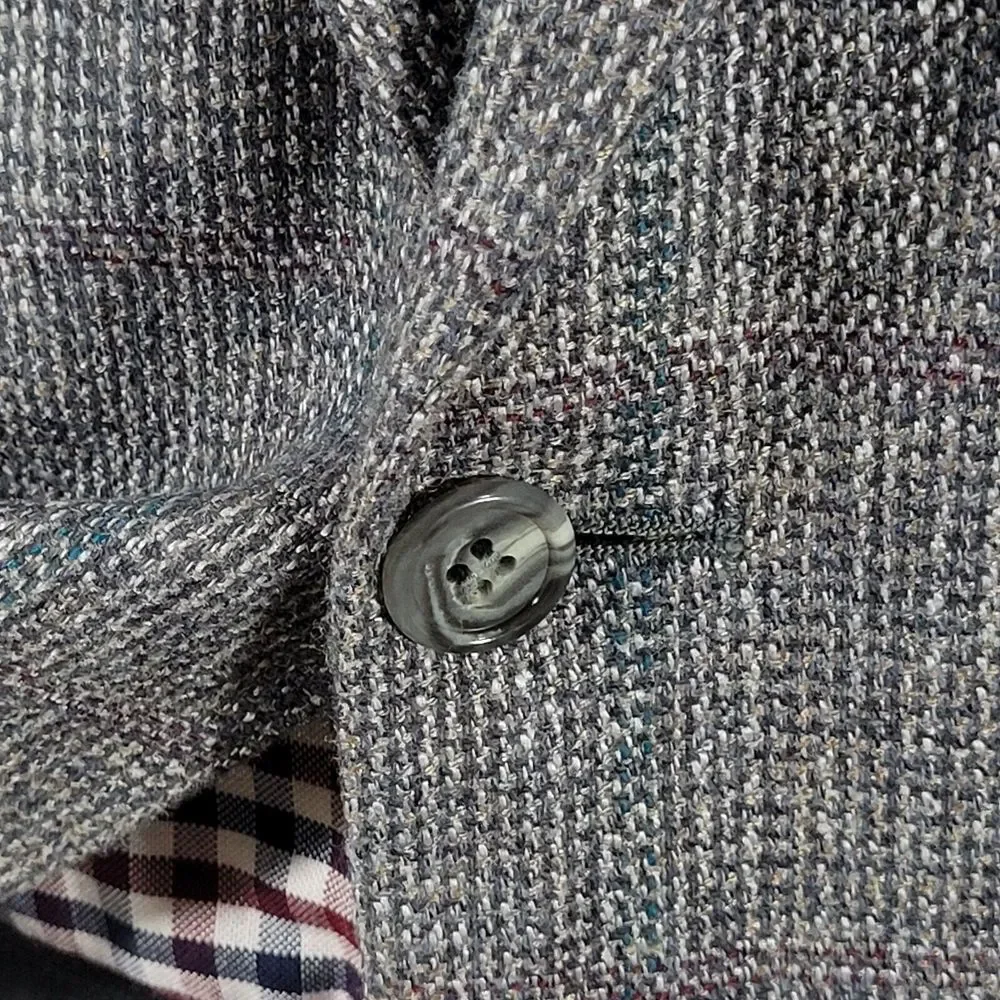VTG Stafford Men's Tweed Sport Coat Blazer Two Button Gray Wool Plaid‎ 42R Slim